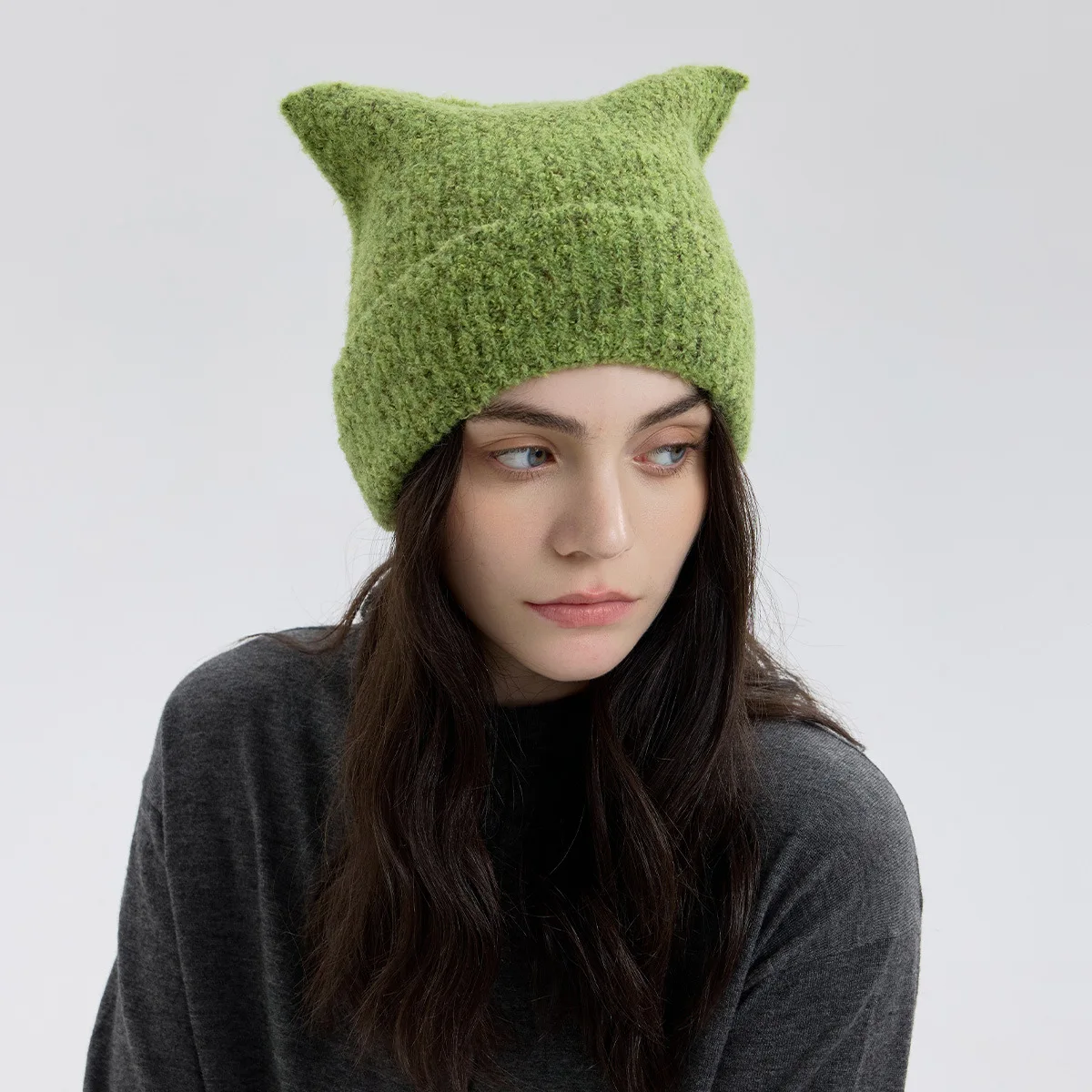 

Wool blended versatile warm knitted hat women's winter personalized wool hat unisex cold hat tide