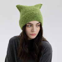 Wool blended versatile warm knitted hat women's winter personalized wool hat unisex cold hat tide