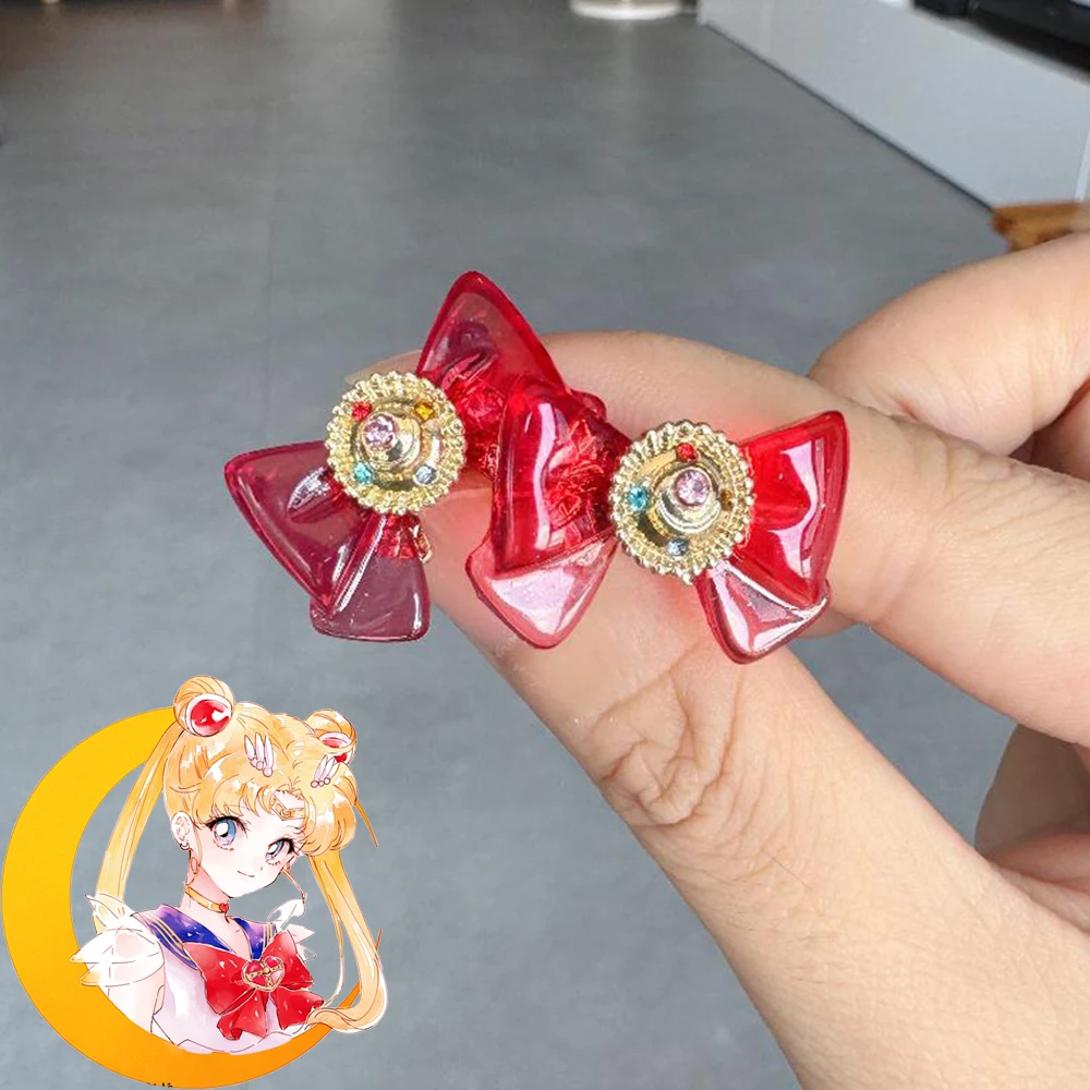 

Аниме Сейлор Мун Цукино Усаги Косплэй бант брошь серьги зажим для ушей кольцо для девочек ожерелье волшебный значок шпилька ювелирные аксессуары