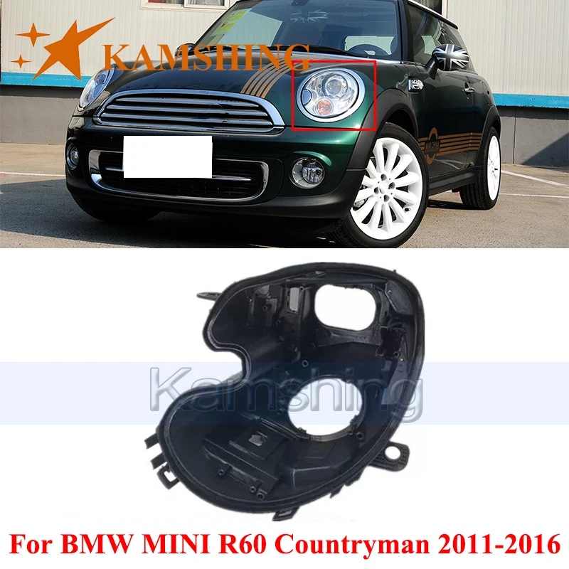 CAPQX Front Bumper Headlight Base Cover For BMW MINI R60 Countryman 2011-2016 Head Lamp Back House Headlamp Rear Shell