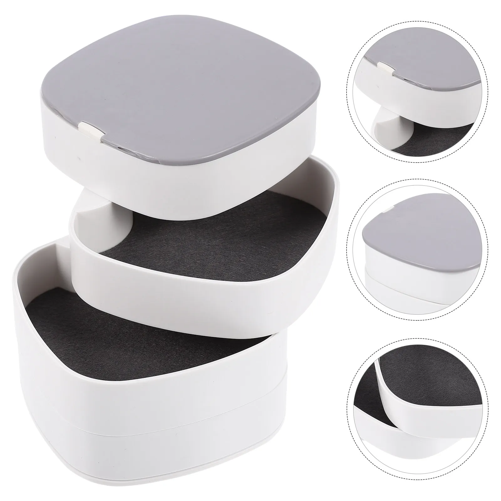 Rotary Jewelry Box 4-Tier Rotating Design Lightweight Compact Multi-Layer Jewelry Storage Case for Earrings Rings Pendants