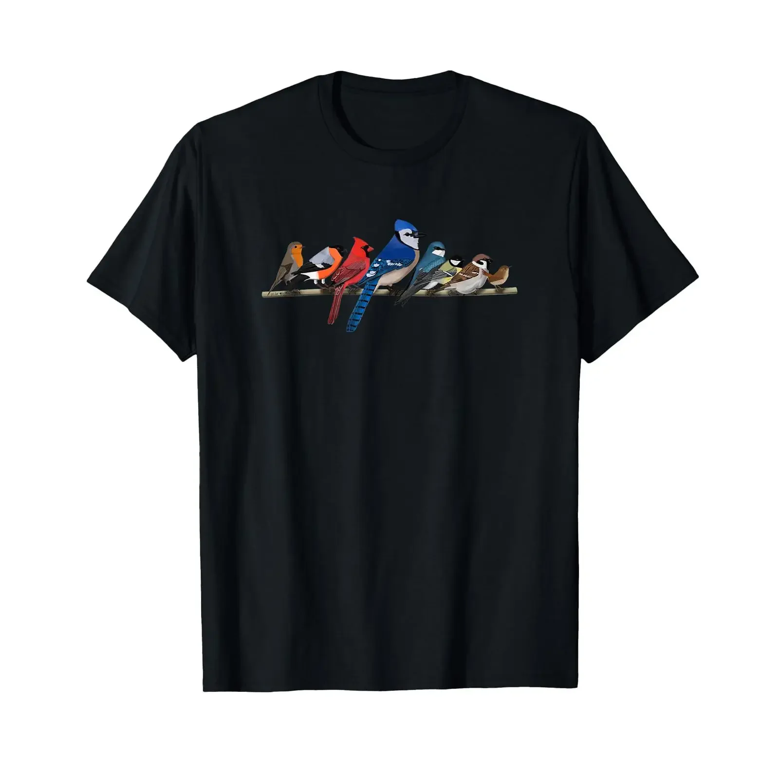 Garden Birds Blue Jay Bullfinch Ornithologist Biologist T Shirt Small vintage Washed designer clothes Soft Casual Breathable