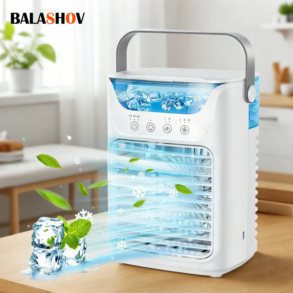 Aire Acondicionado Portátil USB, 3 Velocidades, Mini Ventilador de Enfriamiento con Pulverizador, 650 ml, Enfriador de Aire Silencioso, Humidificador, Ventilador de Escritorio para Hogar, Oficina y Exteriores