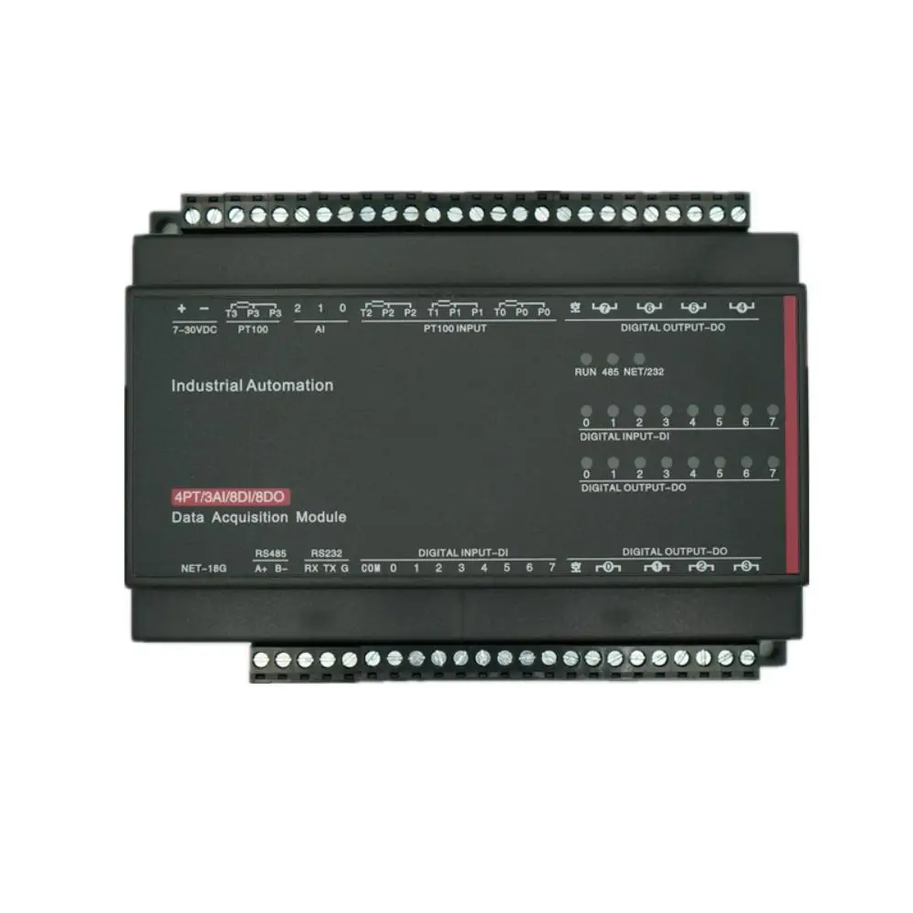 TCP-518G 4PT100 temperature 3AI analog input 8DI digital input 8DO output Industrial Ethernet IO module