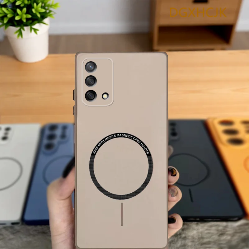 Funda para OPPO A74 4G, funda para teléfono OPPO A95 4G, funda para OPPO F19 F19S Reno6 Lite, funda trasera de silicona dura magnética de color.