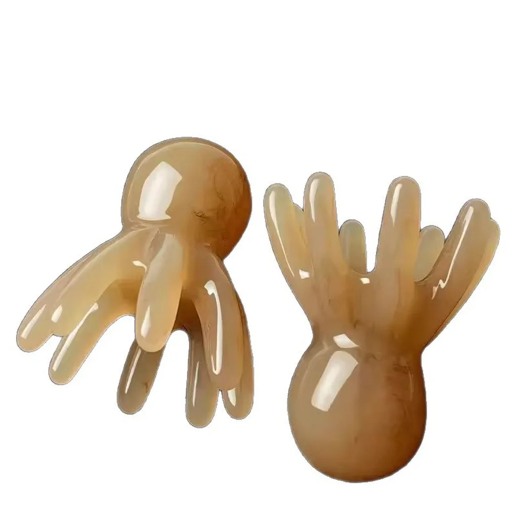 Resin Octopus Massage Comb Head Meridian Scraping Scalp Massage Brush Acupuncture SPA GuaSha Massage Comb Fatigue Relief Massage view 5