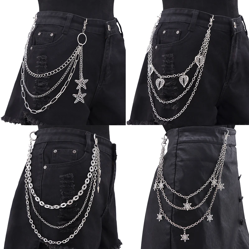 Хип-хоп, панк, уличная поясная цепочка для женщин и мужчин, готические брюки, поясная цепочка, многослойная цепочка для брюк, универсальные брюки, джинсовая поясная цепочка