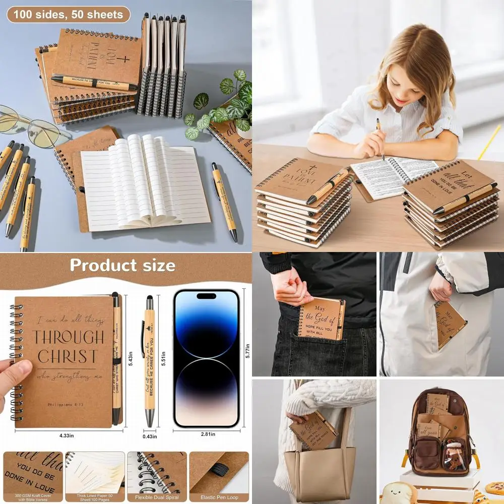 Массовые христианские спиральные блокноты с ручками: идеальные рождественские подарки для церков, изучения Библии и семьи