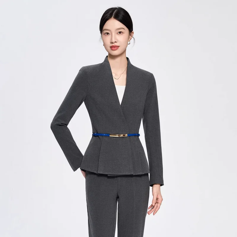 

Women's collarless suit2025Spring and Autumn Hotel Manager Jewelry Store Front Desk Suit Workwear Professional Formal Jacket