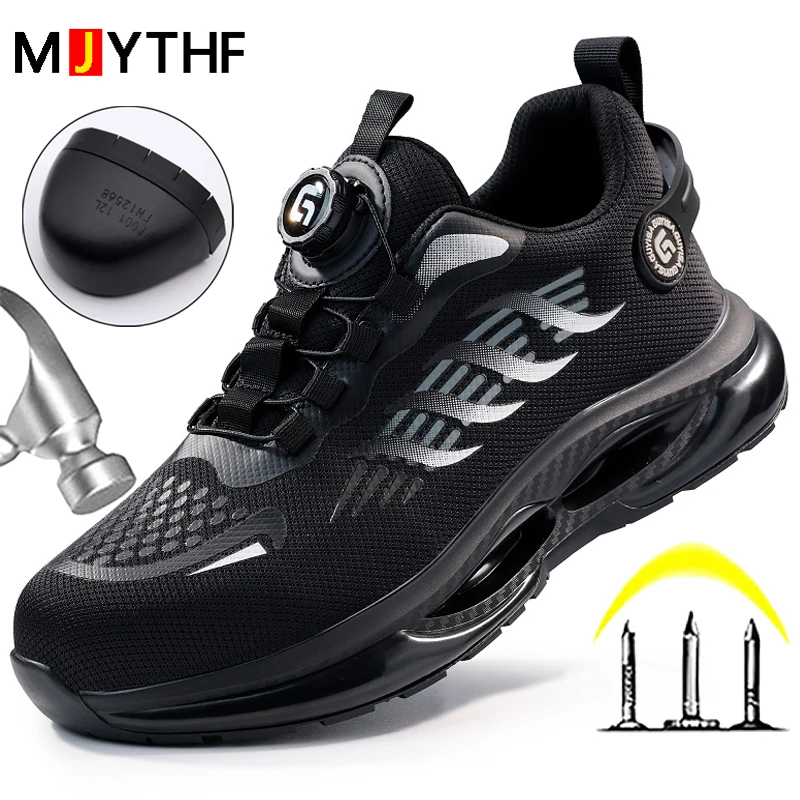 2025 New Safety Shoes Men Rotating button work Sneakers for Man Steel Toe shoes Fashion Protective shoes Puncture-Proof Boots