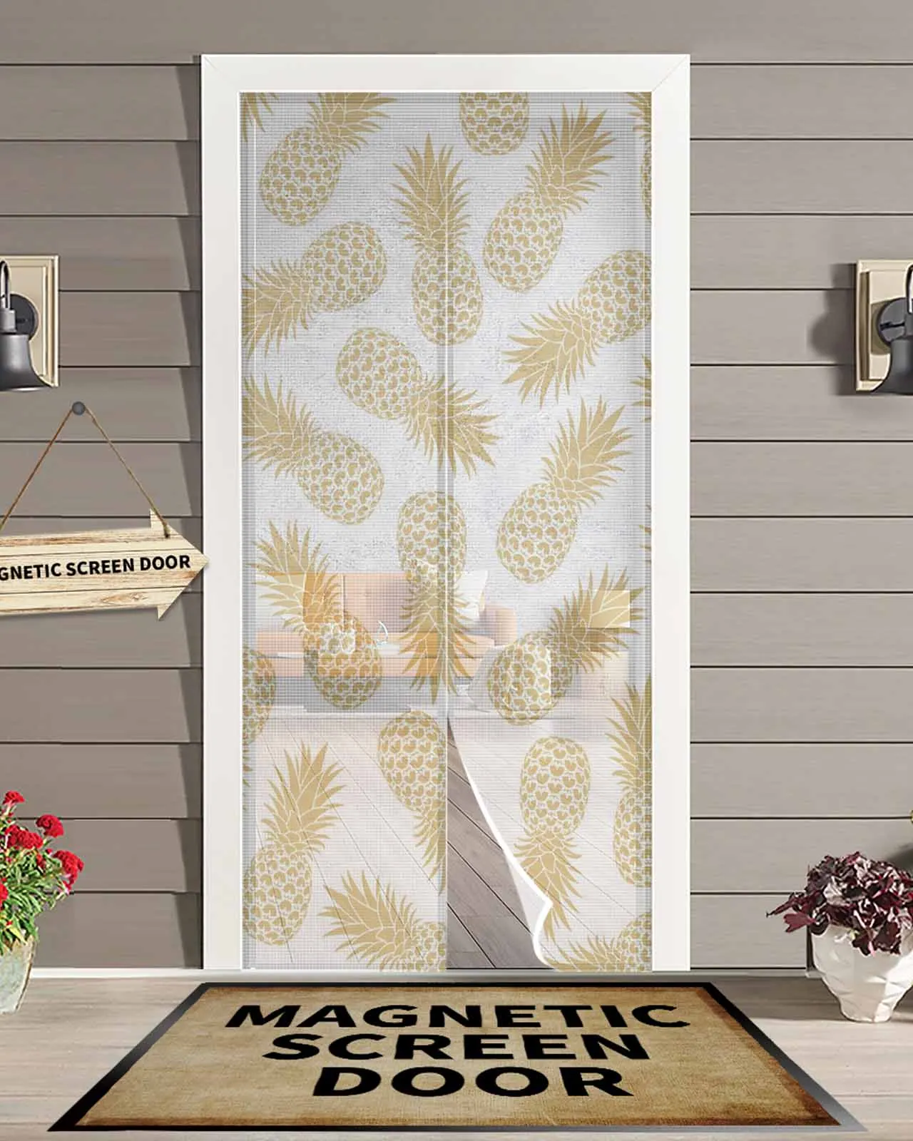 

Modern Orange Pineapple Magnetic Door Curtain Living Room Bedroom Home Anti-mosquito Screen Door Curtain