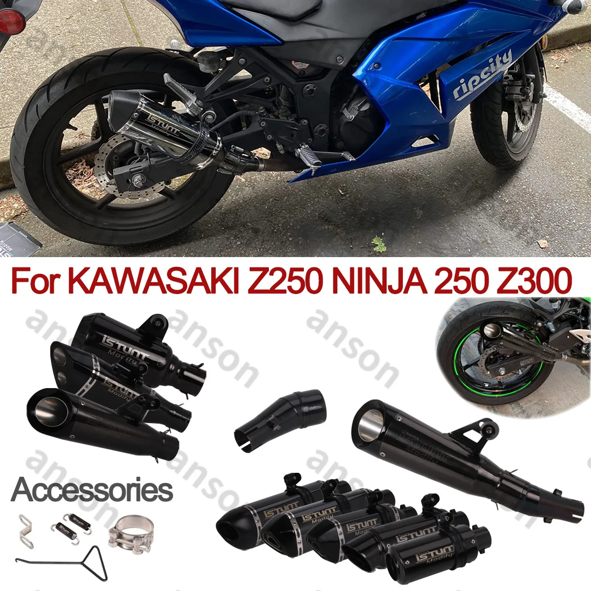 For KAWASAKI Z250 NINJA 250 ninja 300 z300 EX300 2008-2017 Motorcycle Exhaust System 2