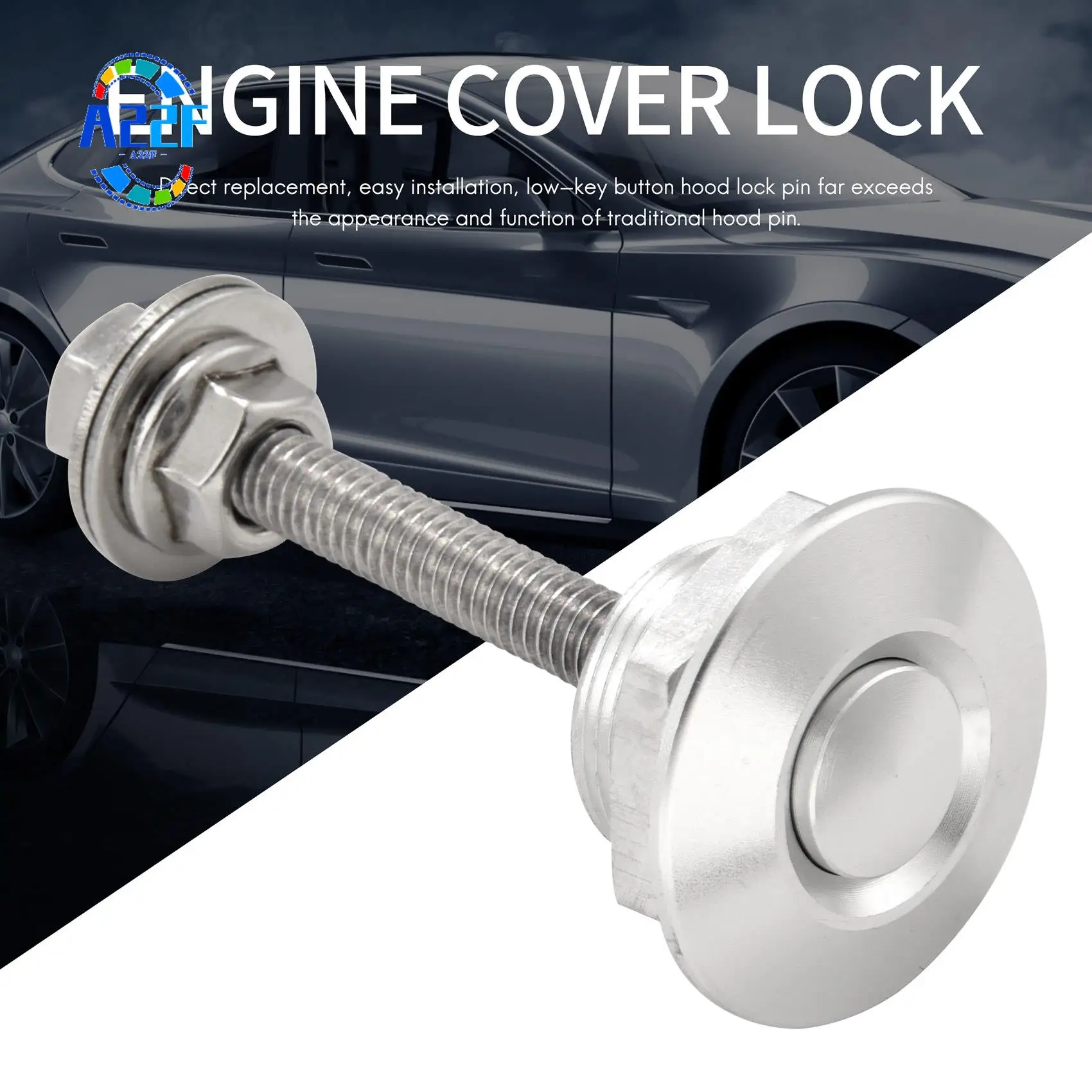 

A22F-4X Quick Release Push Hood Latch Button Car Pin Bonnet Lock Bumper Clip Latches