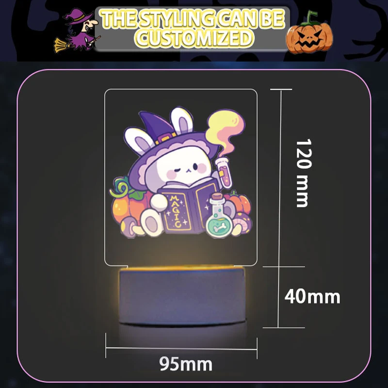 Veilleuse LED USB personnalisée, lampe de table d'impression de documents, veilleuse pour enfants, cadeau, lampe de base blanche, décoration d'Halloween