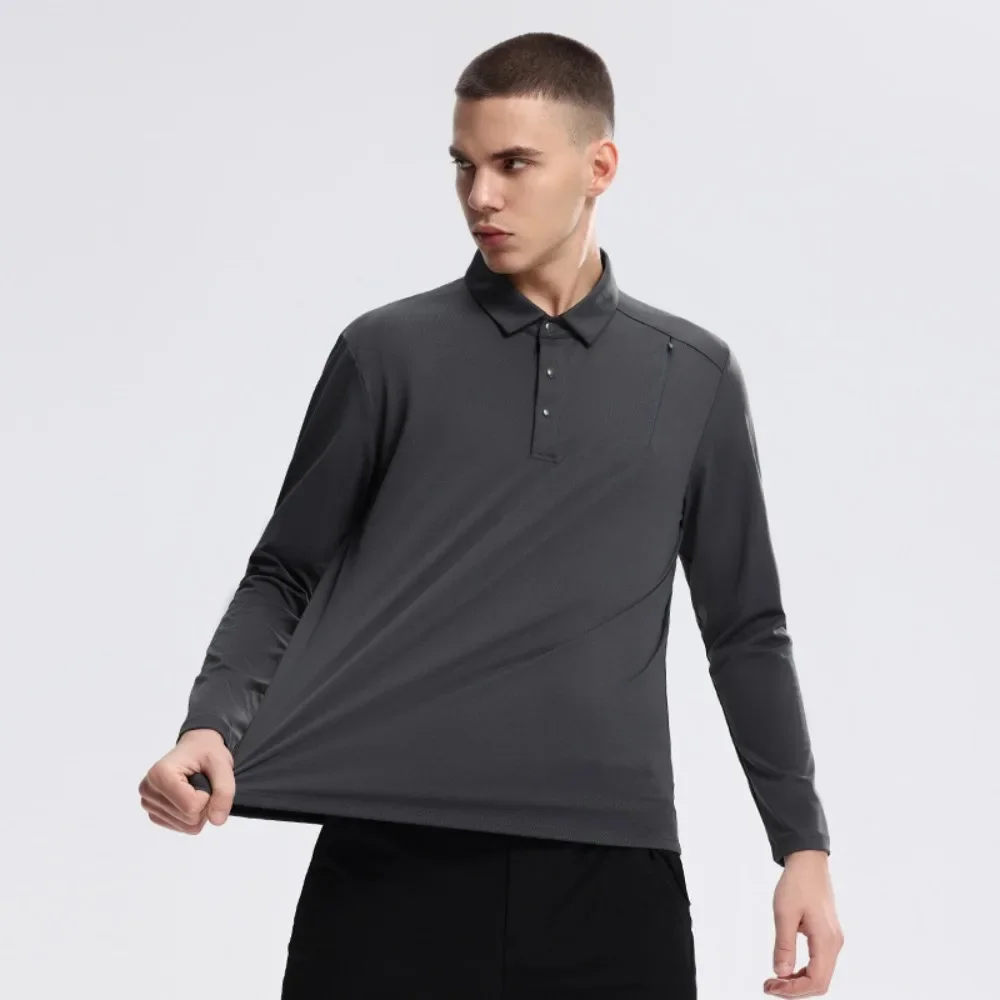Mens Quick Dry Long Sleeve Shirt Business Casual Performance Tshirt for Office Gym Travel M-4XL