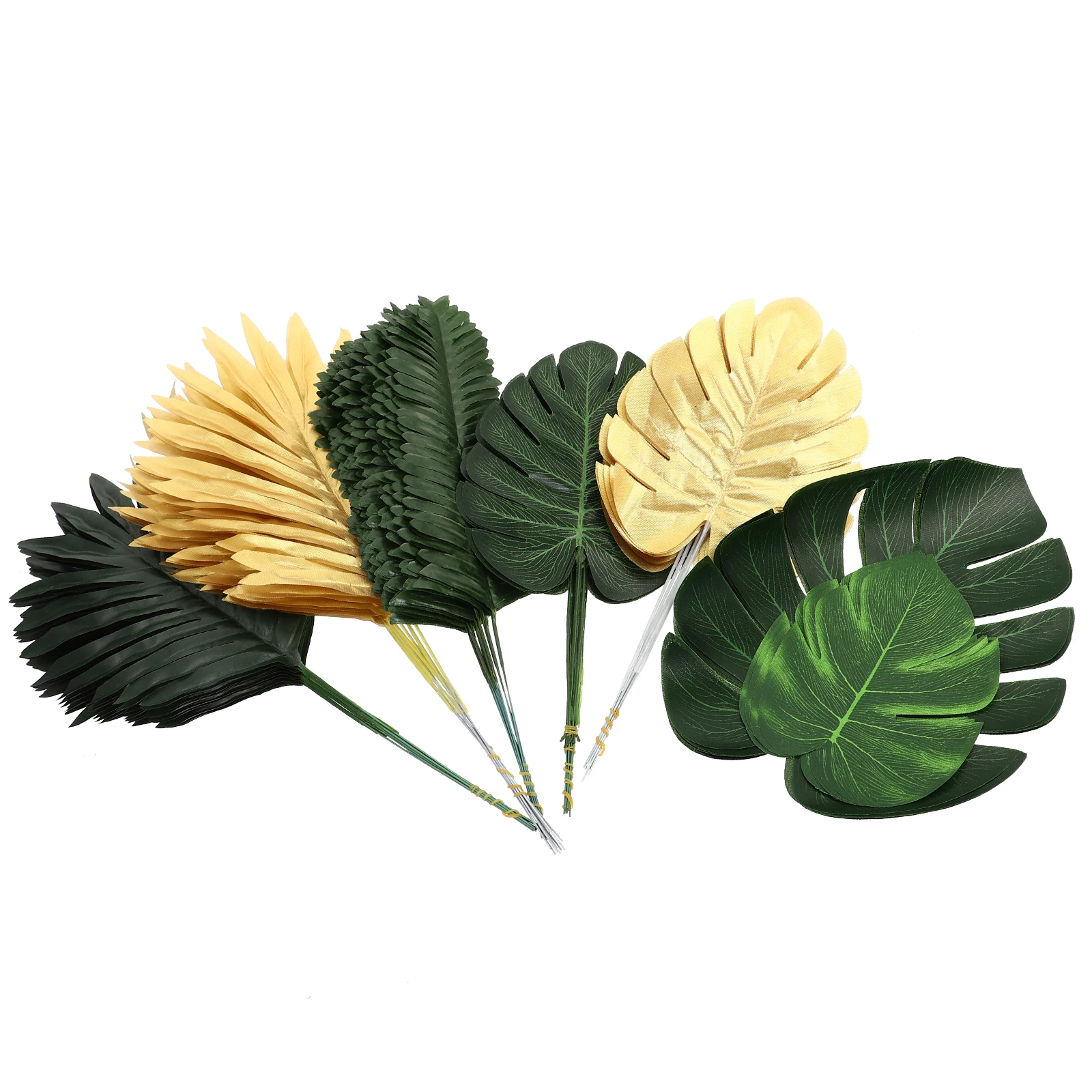 

68 Pcs Artificial Palm Leaf Decorations Plastic Simulated Turtle Tropical Plant Leaves Accessory Green Home Decor