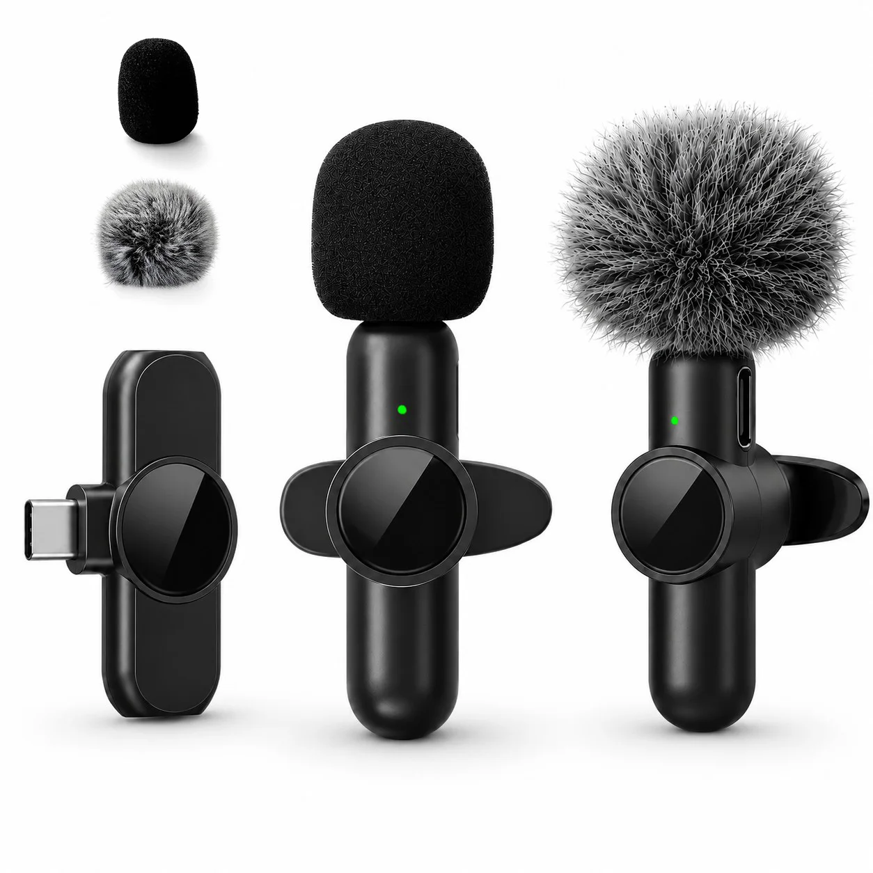 Wireless Lapel Microphone, Noise-Cancelling, Suitable for Vlogs, Interviews, and Live Streaming, Compatible with Type-C Devices
