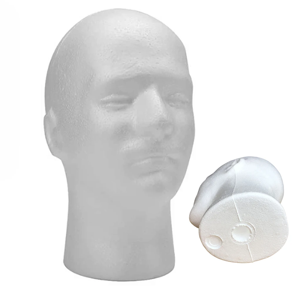 

Мужская подставка для головы манекена из пенополистирола для парика, шляпы, очков, пенопластовая стойка для головы манекена для парикмахерских и косметических принадлежностей