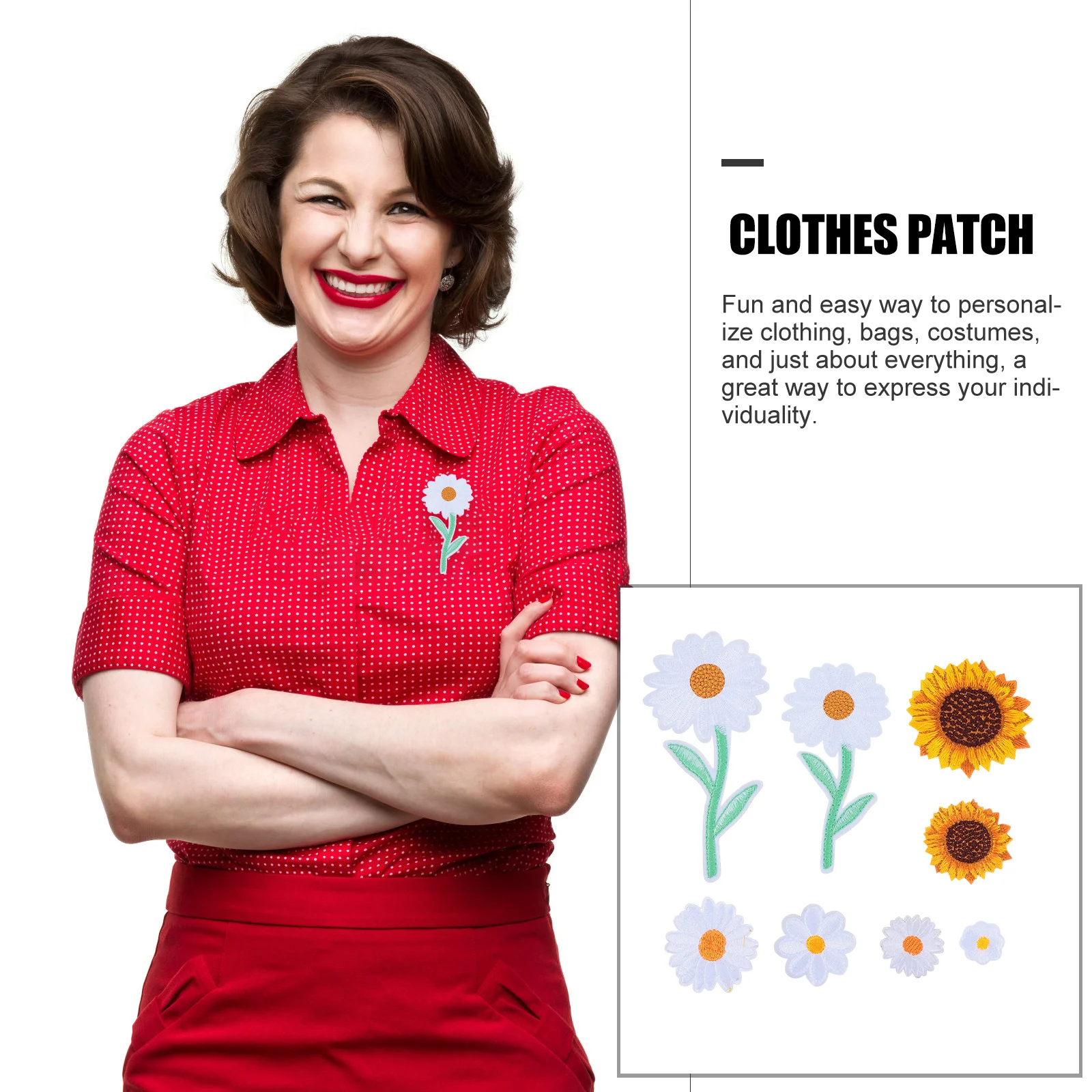 

16 шт., вышитые нашивки с ромашками, аксессуары для одежды «сделай сам», креативный ремонт ткани с подсолнухом, декоративные нашивки для одежды с ромашками