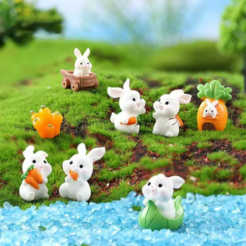 

Cartoon Carrot Rabbit Figurines Resinandmade Bunny Micro Landscape OrnamentsRealistic Mini Mini Carrot Decoration Garden
