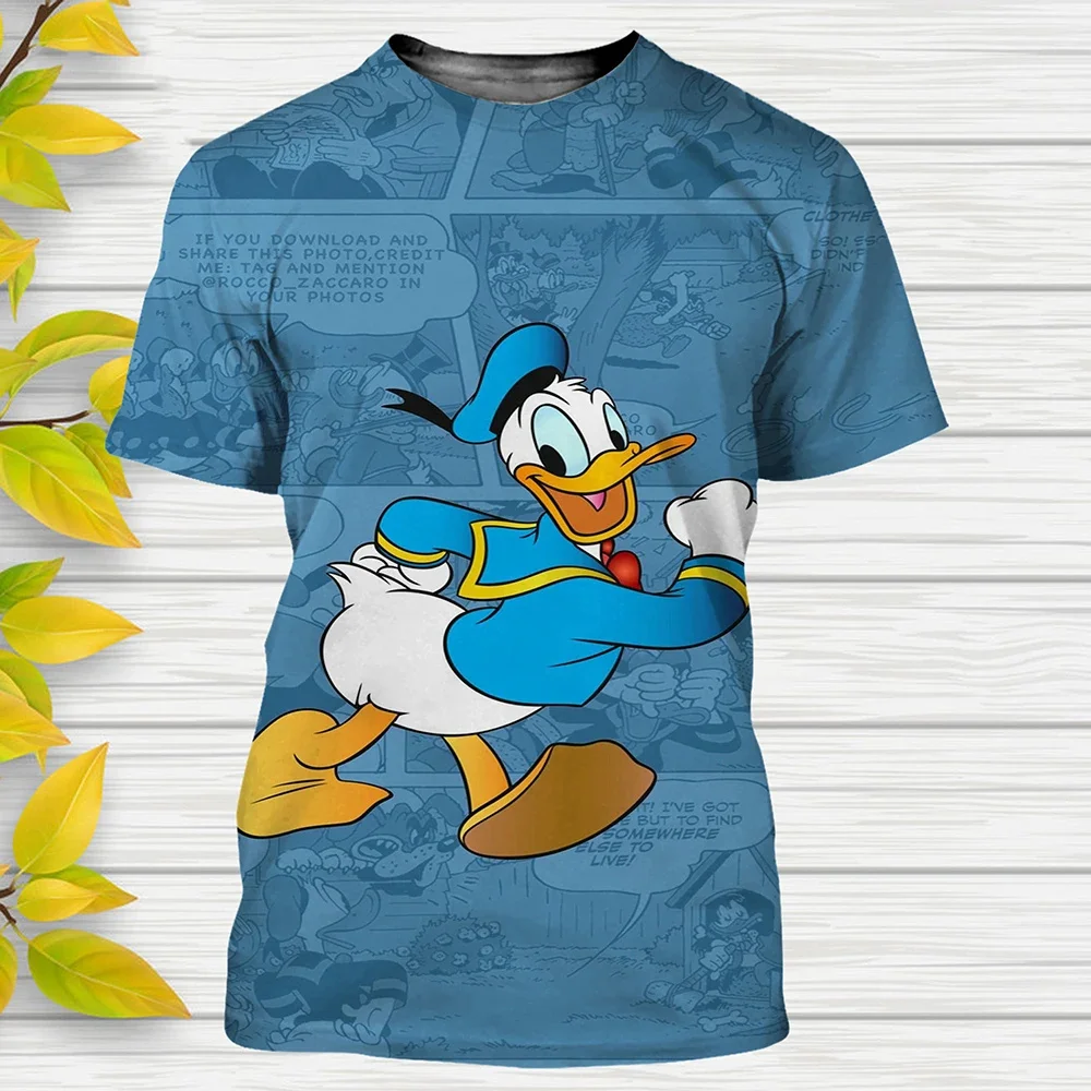 2024 Disney Donald Duck 3D Printed Men's Short Sleeve T-Shirt Fashion Street Hip Hop Top Outdoor Cycling Camping Men's T-Shirt