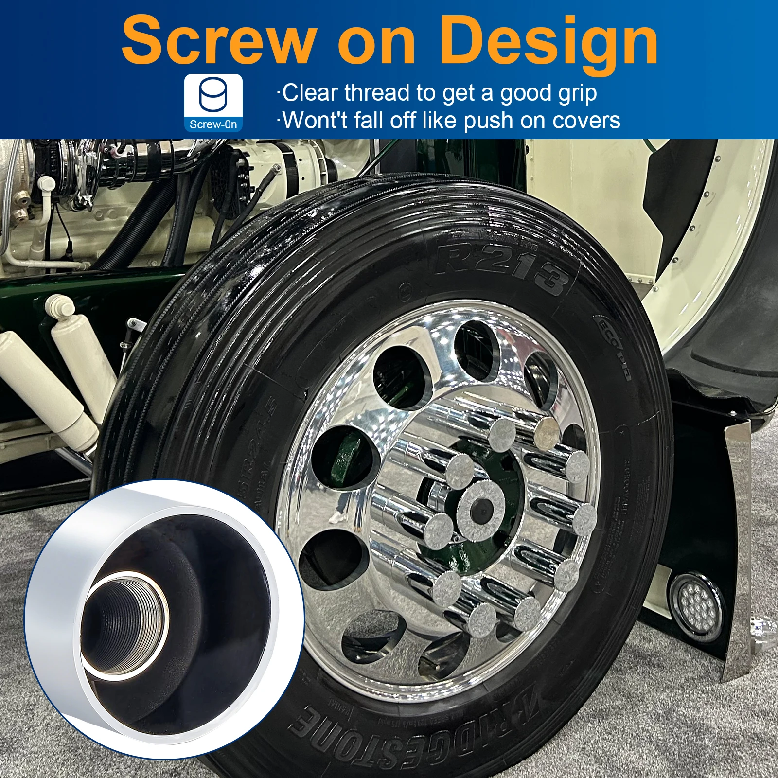 Copri dadi con capocorda da 33 mm, confezione da 40 33 mm x 3 1/2 pollici Copri dadi cilindrici in plastica ABS cromata Kit di coperture per dadi con filettatura