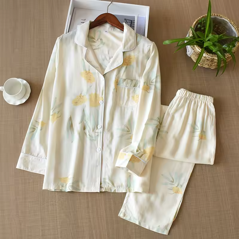 Spring / Summer New 100% viscose long-sleeved trousers ladies pajamas suit 3XL plus size long Sleepwear women's home Nightwear - Image 11