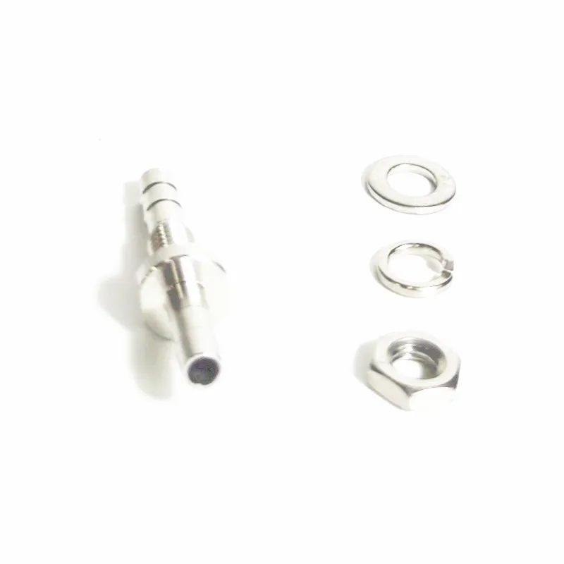 Ozone Out Port Straight Connector With Washer and Nut  Barb connection to Hose/Tube Panel Mount 316L Stainless Steel