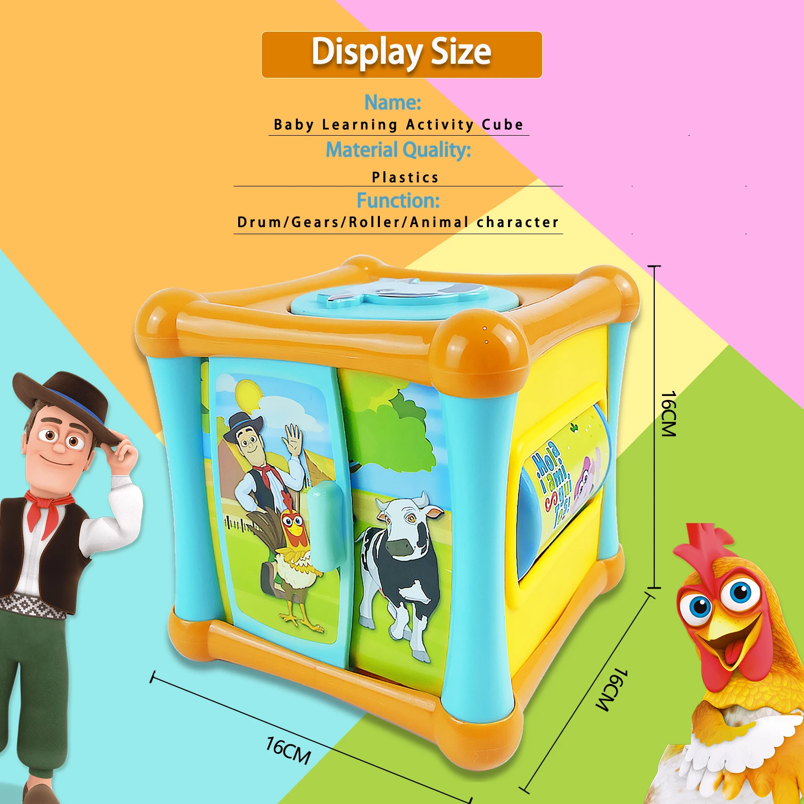 Cube d'activité La Granja De Zenon pour bébé, jouet d'apprentissage avec son, cadeau pour tout-petits garçons et filles, jouets de ferme Zenon