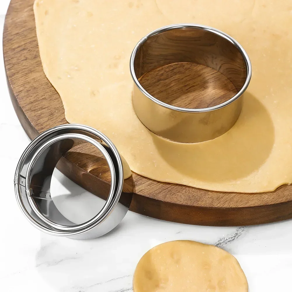 3 قطعة/مجموعة قالب زلابية مستدير من الفولاذ المقاوم للصدأ قالب خبز منقوش على شكل كعكة قالب قشرة تورتة قاطعة البسكويت #3