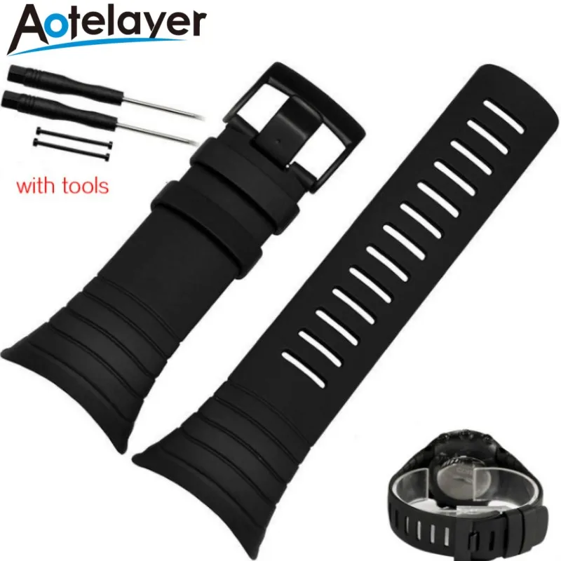 

35mm Width Silicone Rubber Watch Strap Waterproof Strap Men Watch Wristband for SUUNTO CORE Watch Band Accessories with Tool