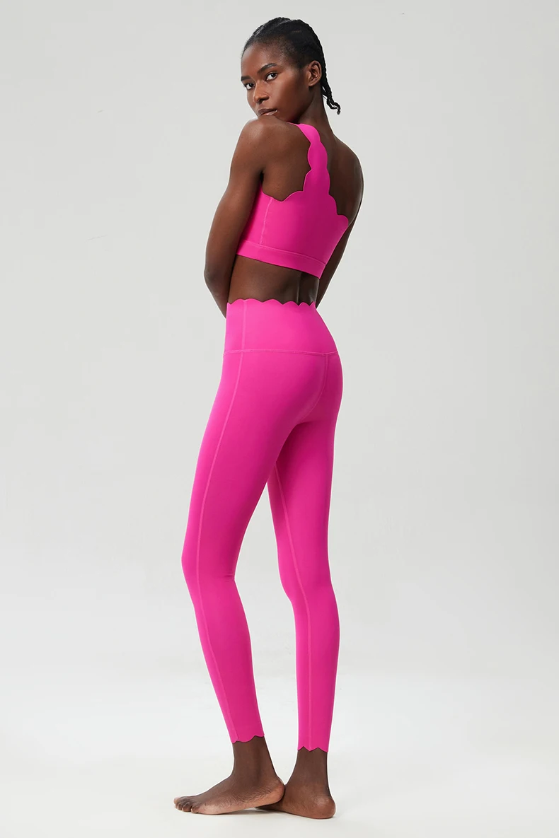 Zweiteiliges Fitness-Yoga-Set für Damen, dehnbar, weich, zum Laufen, Gym-Anzug, atmungsaktiv, schnell trocknend, Sportbekleidung, weiblich, dehnbar, Trainingskleidung – Detail 9