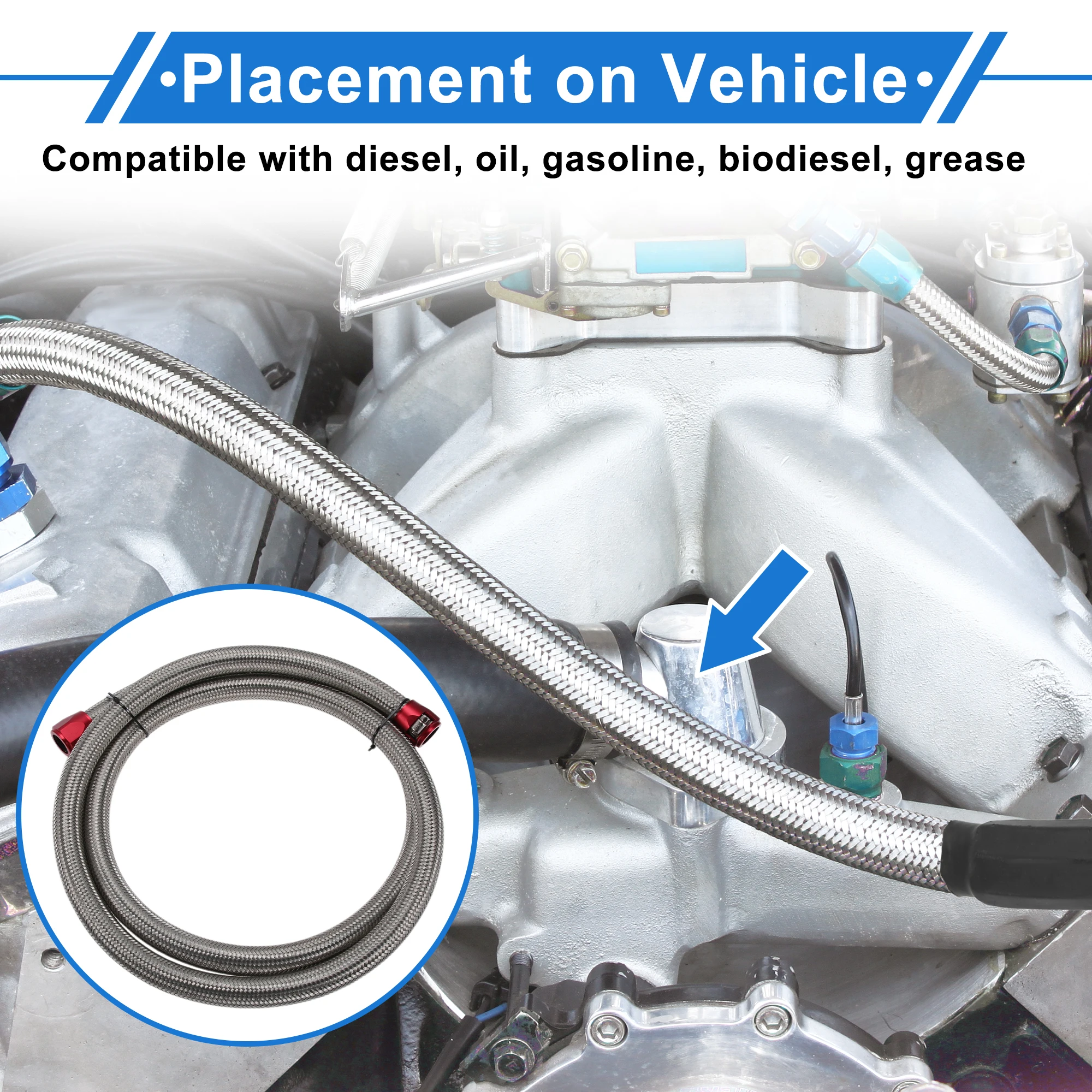 UXCELL AN-12 Fuel Line Kit 7.02ft Vacuum Hose Automotive Fuel Hose with Clamps