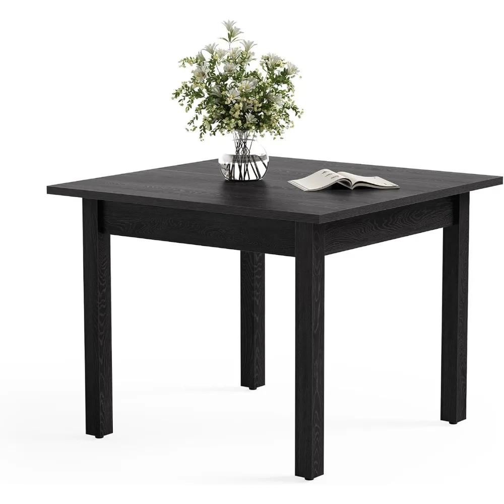 

39 Inches Square Dining Table for 4 People, Black Wooden Kitchen Table Small Dinner Table, Modern Dining Room Tables for Living