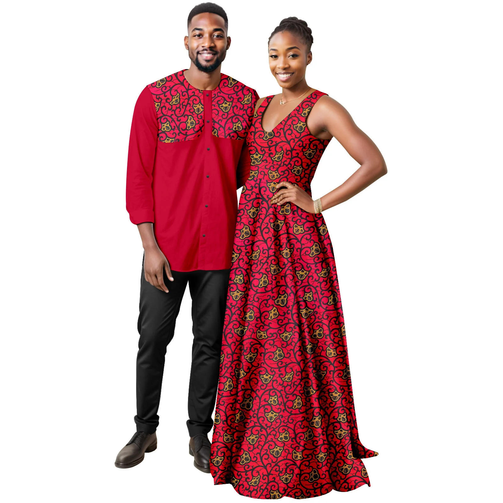 

Plus Size African Party Dresses for Women Dashiki Ankara Wedding Evening Gown Maxi Long Dress Africa Couple Clothes Men Kaftan