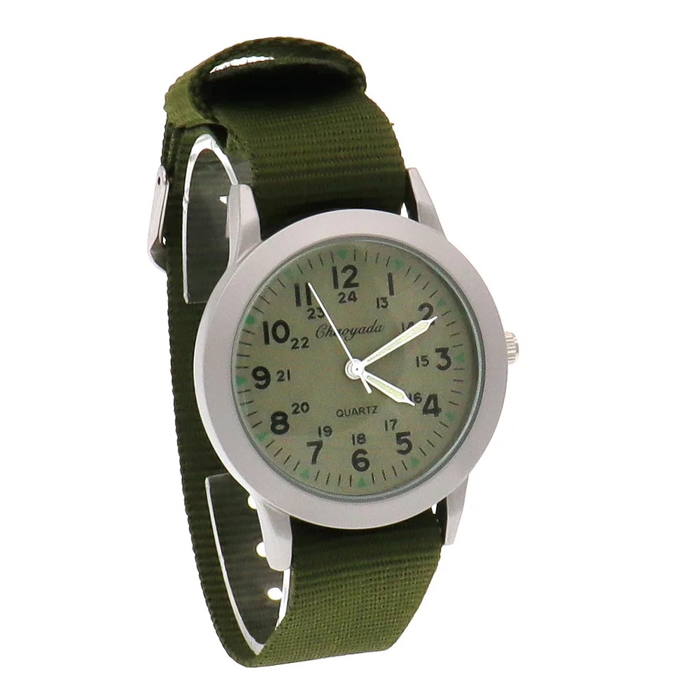 Boys Girls 24hours Canvas Luminous Pointer Quartz Wristwatches Kids Students Military Waterproof Watches