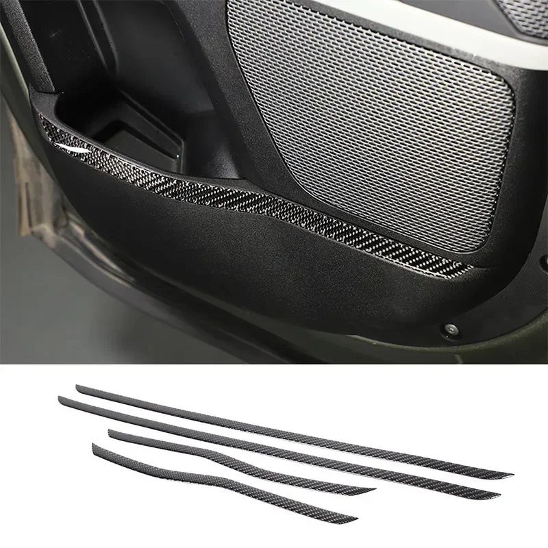لينة ألياف الكربون سيارة مركز وحدة التحكم لوحة القيادة الباب مسند الذراع لوحة ملصقات الكسوة اكسسوارات لاند روفر المدافع 110 2020-25 #6