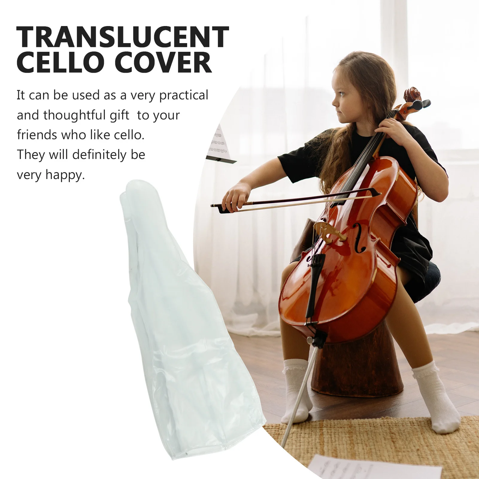 Cello Cover Frosted Transparent Protective Cover For Cello Durable Dust Resistant Moisture Proof Reusable Music Instrument - Image 2