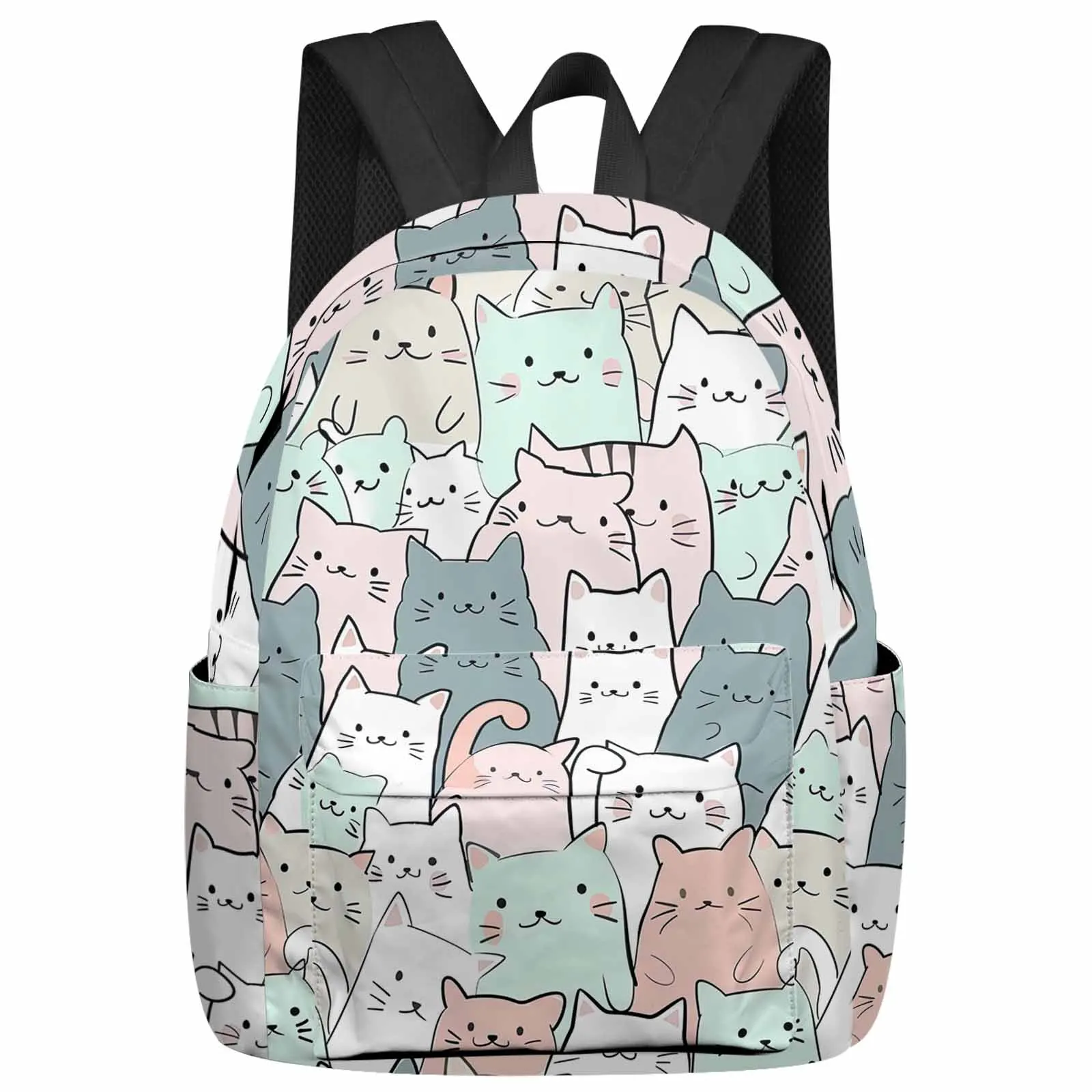 

Cat Line Arrangement Hand Drawn Backpacks Teenagers Student School Bags Laptop Custom Backpack Men Women Travel