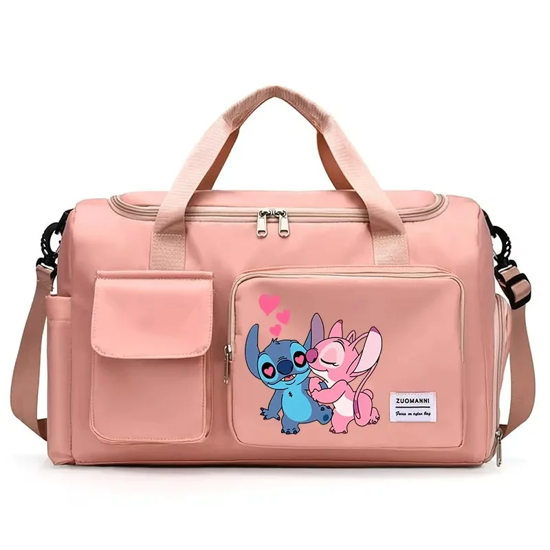 Stitch Cartoon bedrukte fitnesstas Schoenenvak Capaciteit Bagagetas Sport Handheld Reizen Multi Pocket Droog Nat Scheiding