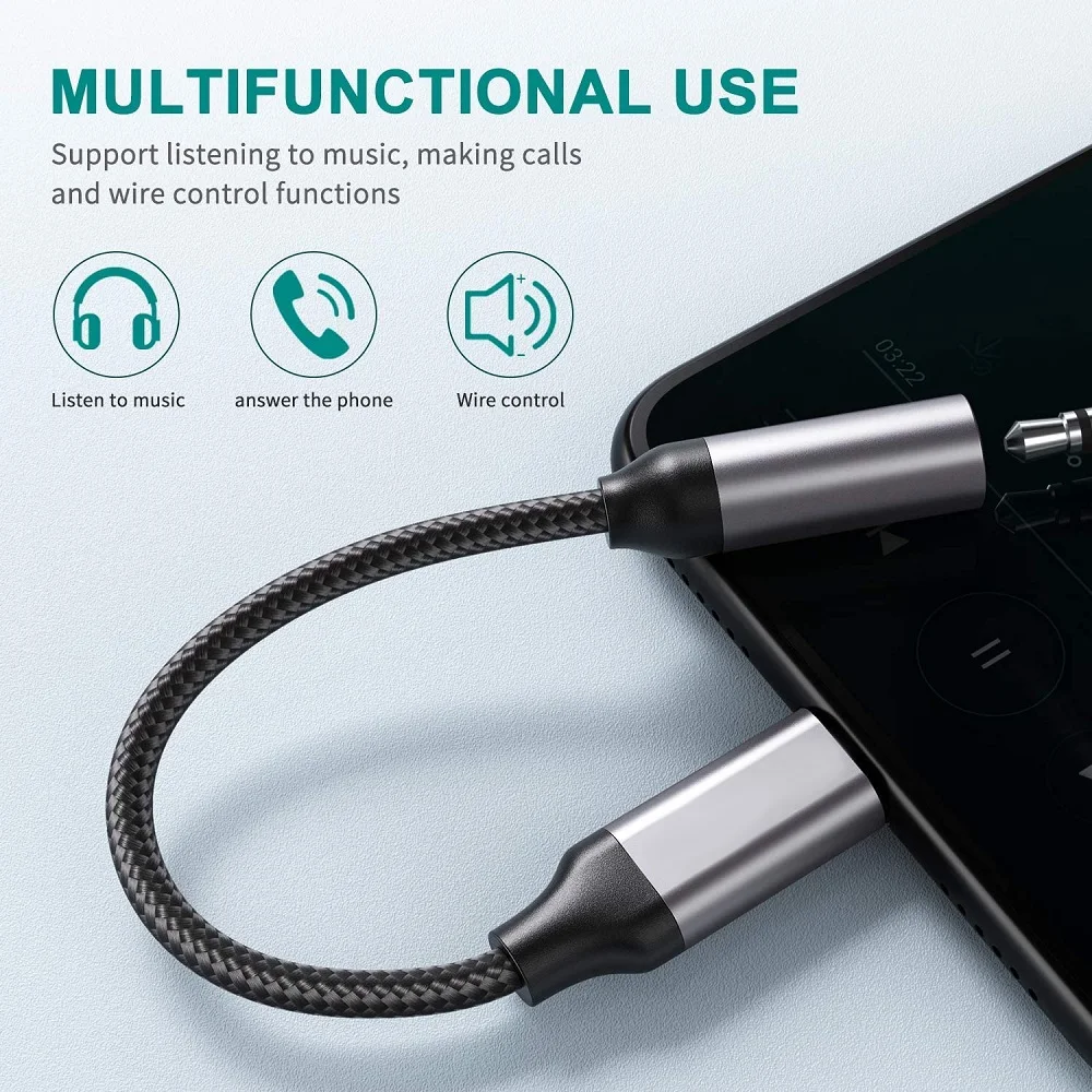 For Samsung Xiaomi Redmi Type-C to 3.5mm Audio Adapter USB C to 3.5mm Headphone Earphone Jack Digital Aux Adapter Converter