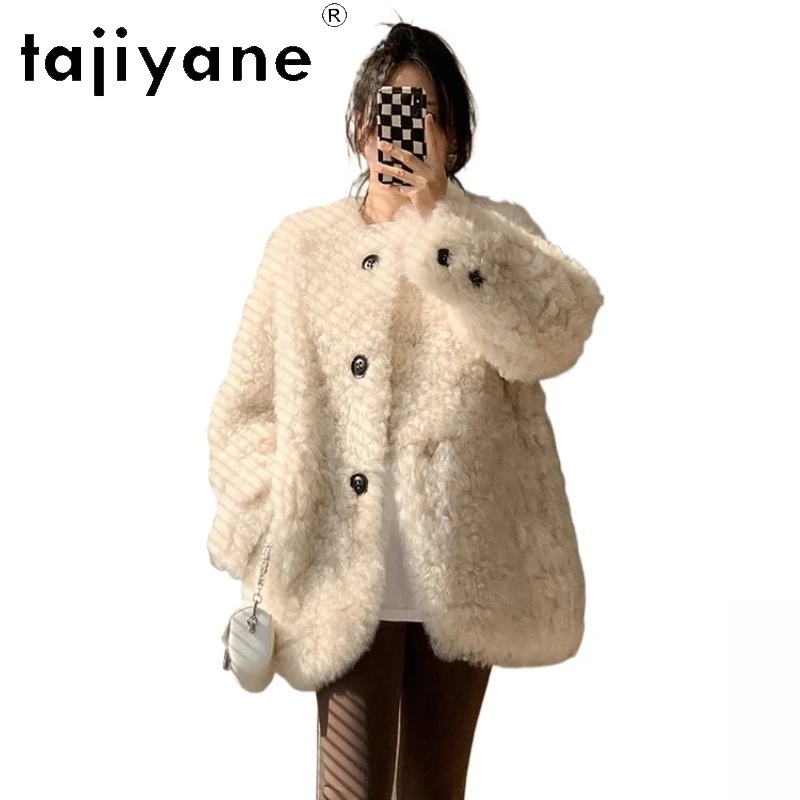 

TAJIYANE 100% Real Tuscany Wool Sheepskin Double Faced Fur Coat Woman High Quality Fur Jacket 2025 Winter Woman Clothes шуба