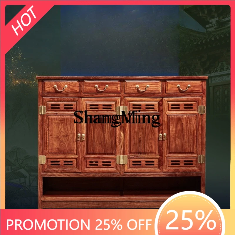 FG  mahogany furniture solid wood shoe cabinet new Chinese side locker breathable two or four doors