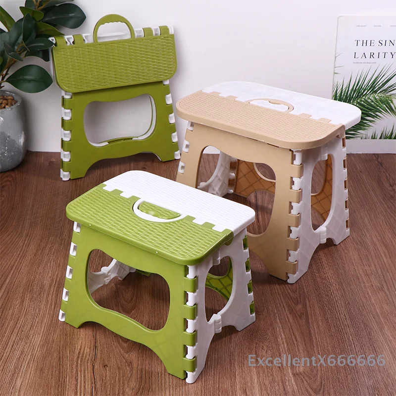 Lightweight Foldable Kitchen Footstool; One-piece Thickened Plastic Bench with Non-slip Feature