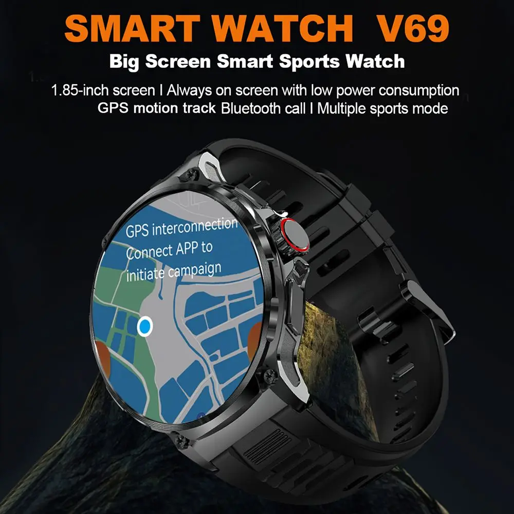 New Full Metal Case Smart Watch Men 1.85 inch Screen 710mAh Large Battery BT Call GPS Motion Track IP68 Waterproof Smartwatches