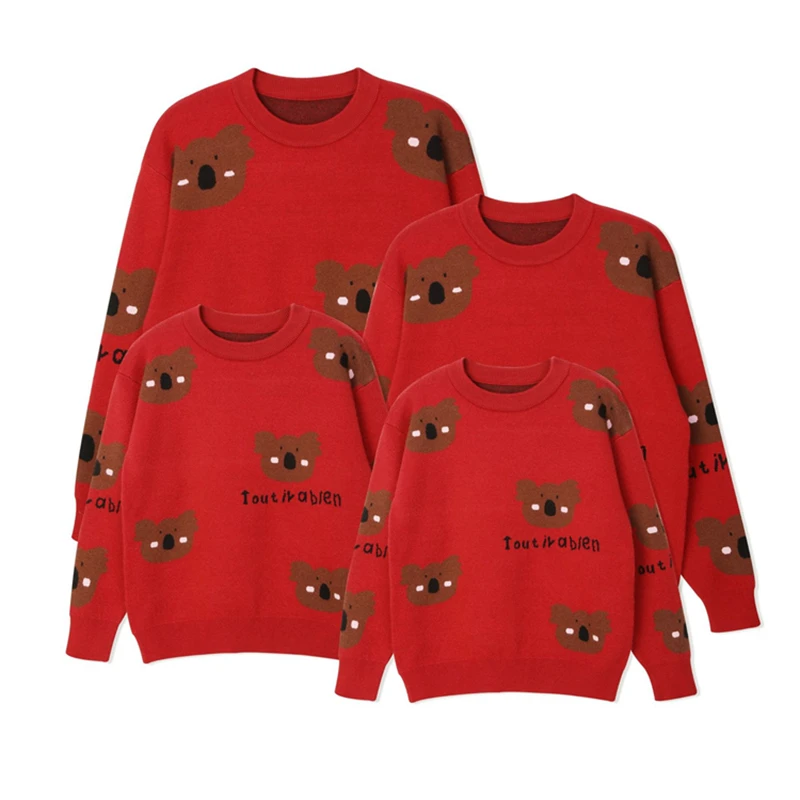 Matching Family Sweaters Autumn Winter Mum Daughter Dad Son Knitwear Tops Couple Outfit Adults Kids Men Women Christmas Clothing