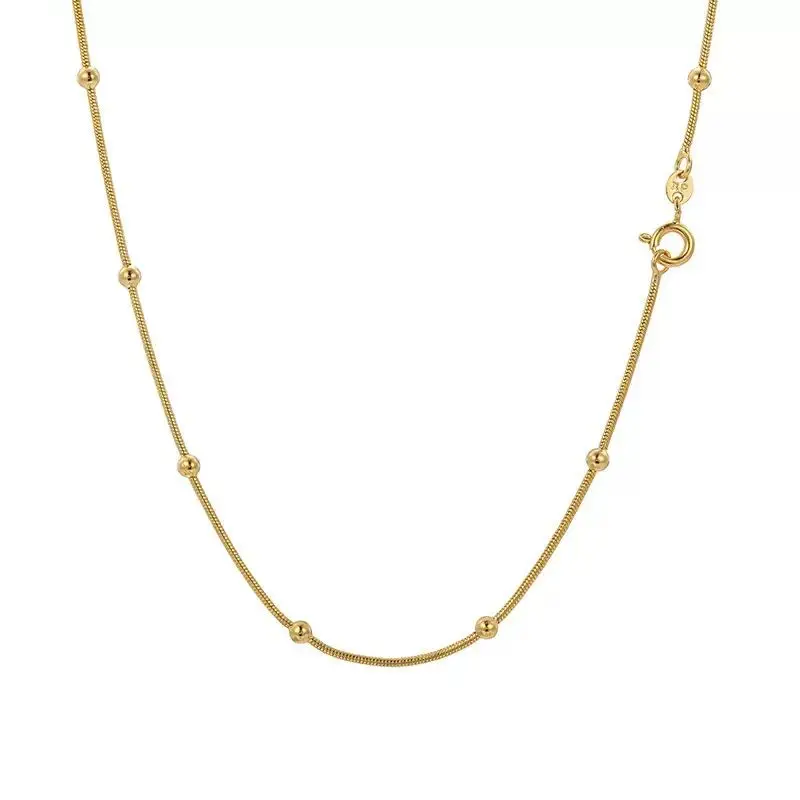 مجوهرات XP --(45 / 50 سم × 3 مم) سلسلة ثعبان صغيرة عصرية مع قلادة من الخرز للنساء مجوهرات عصرية مطلية بالذهب الخالص عيار 24 قيراط #1