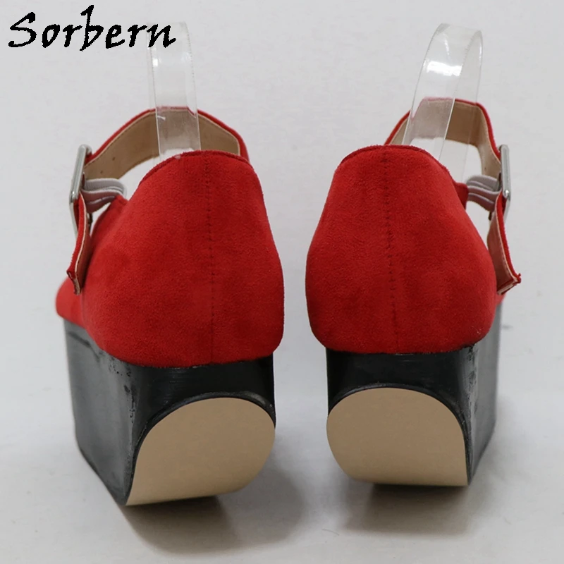 Sorbern Mary Jane Flatform Women Pump Shoes Eu46 Round Toe 8Cm High Heels Drag Queen Unisex Custom Multi Colors