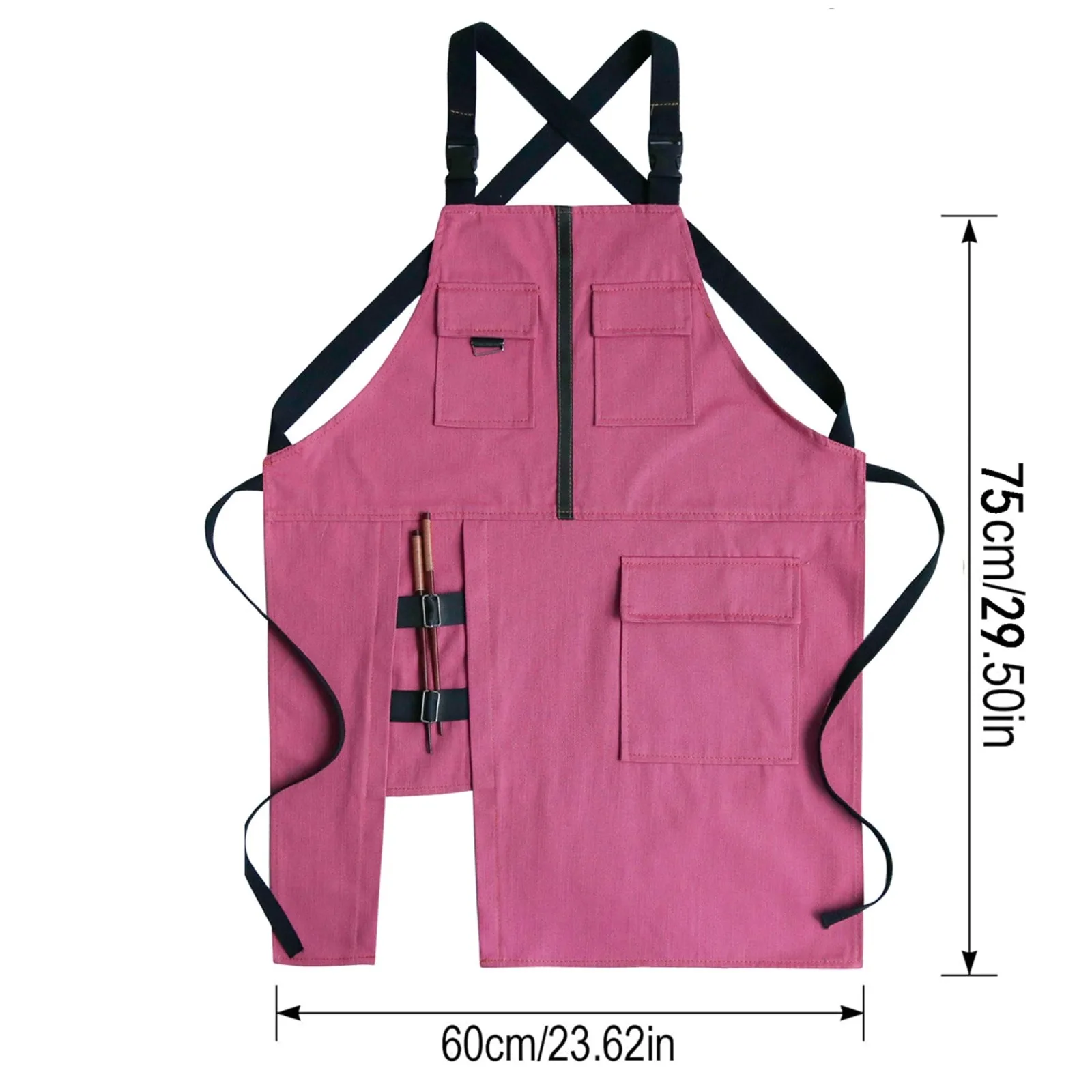 Barber Apron Split Leg Work Apron Adjustable Crossback Tool Pockets for Tattoo Artist Hair Stylist Barista Bartender Pro Utility