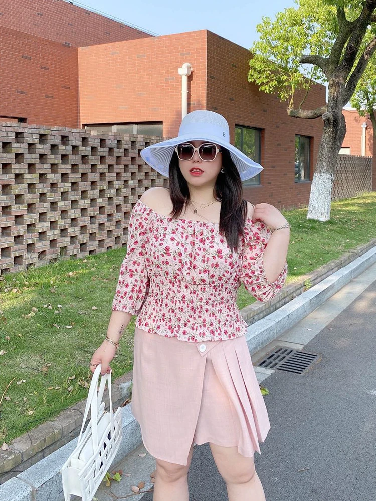 

Vogana Original a Sle ort Floral Print One oulder One-Neline Summer Top plus Size Korean Loose Fit Workwear